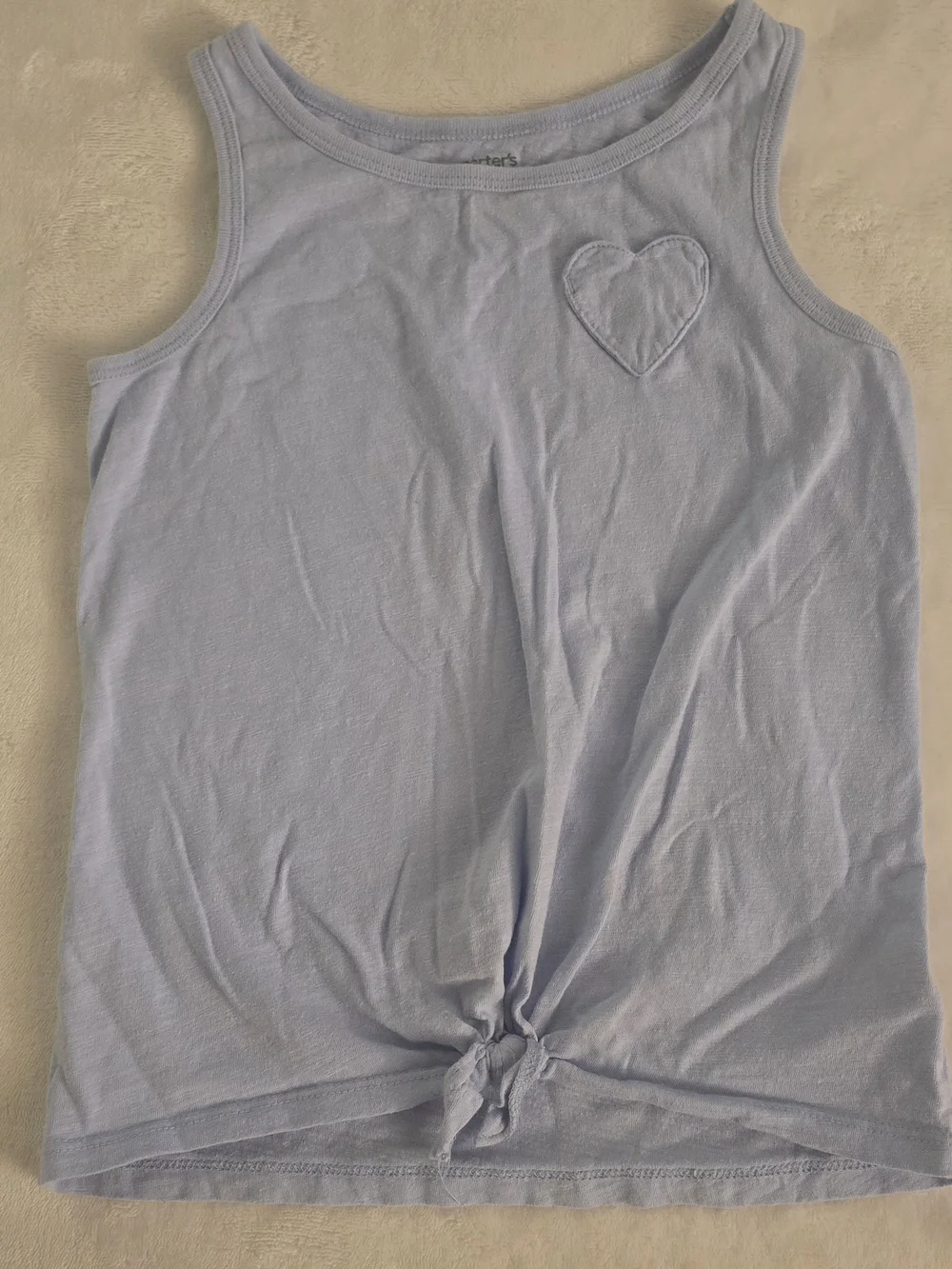 Carter's Light Lavender Tank Top with Heart Patch and Front Knot